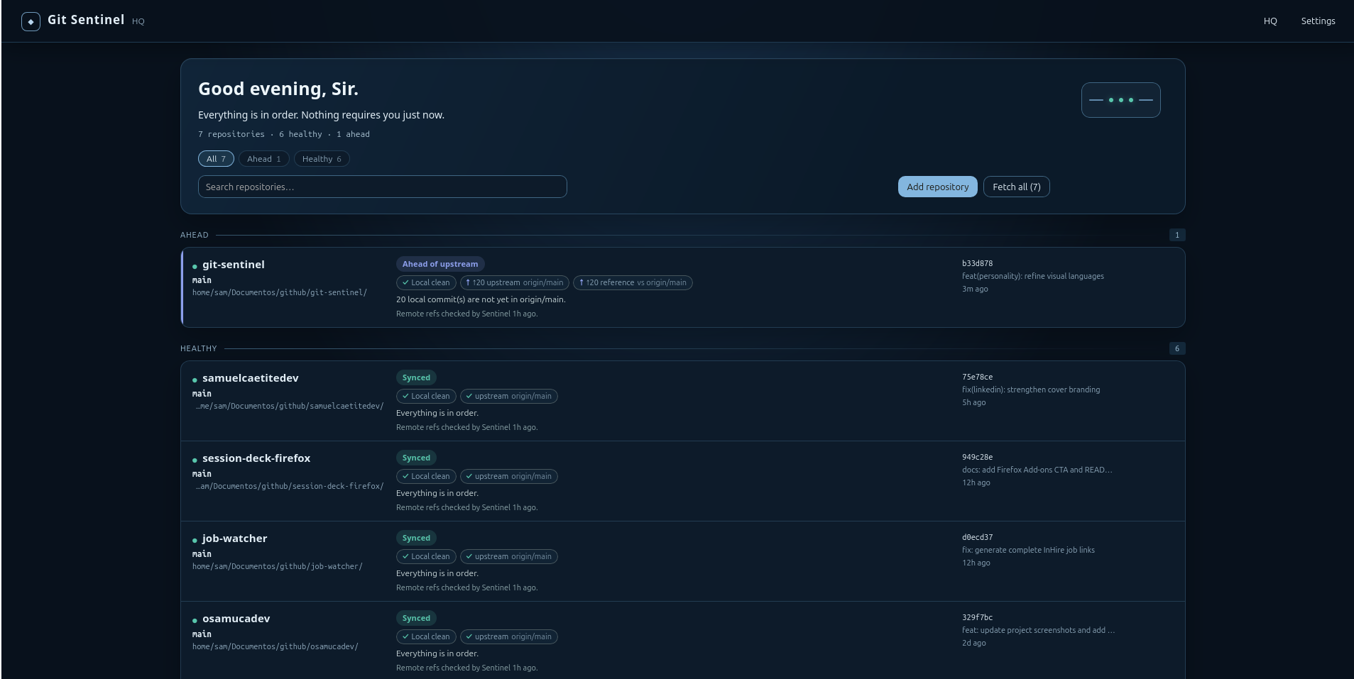 Git Sentinel in the Jarbas personality