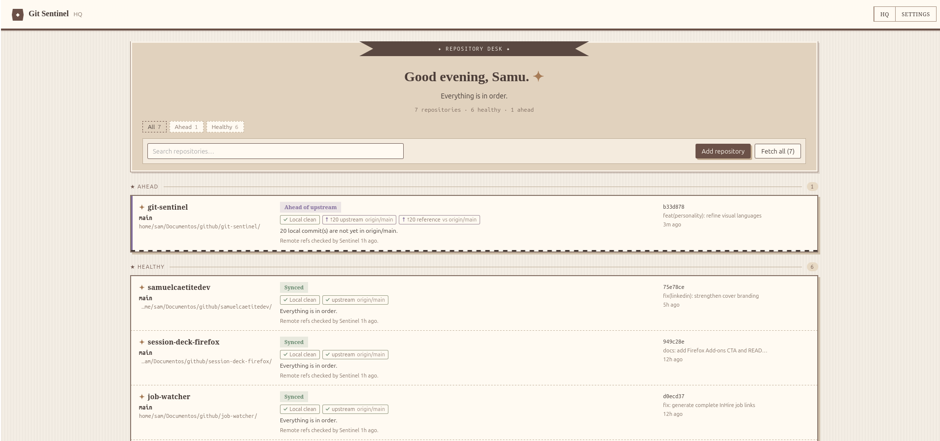 Git Sentinel in the Retro personality