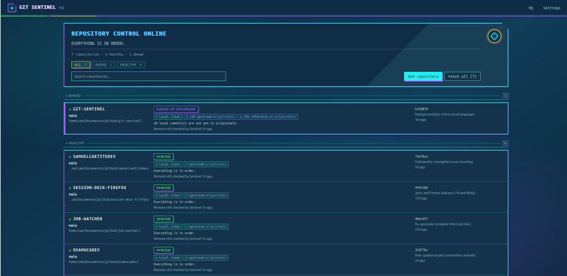 Git Sentinel in the Sci-Fi personality