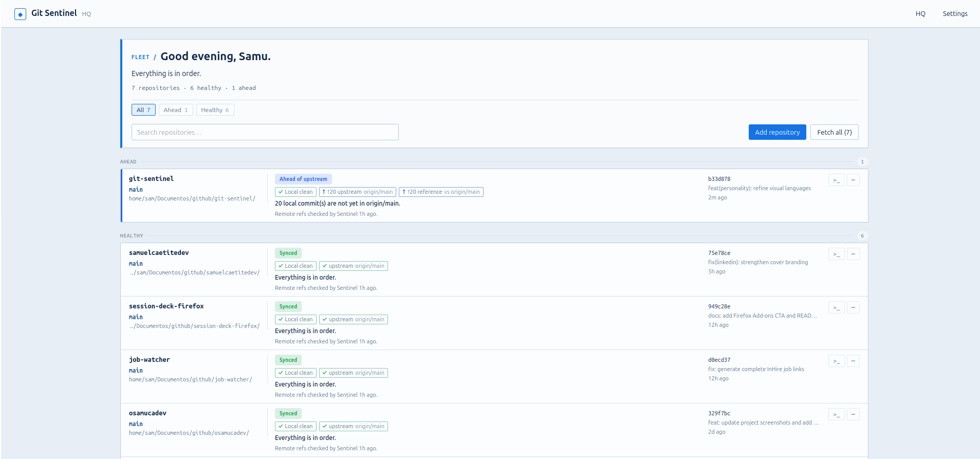 Git Sentinel in the Technical personality